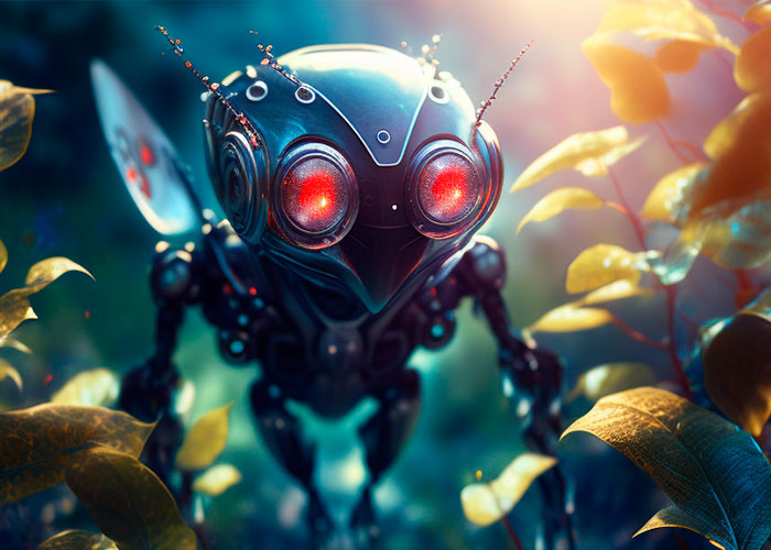 Insecto volador de metal