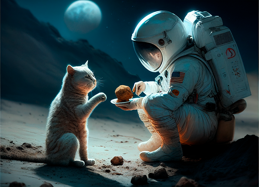 gato en el espacio